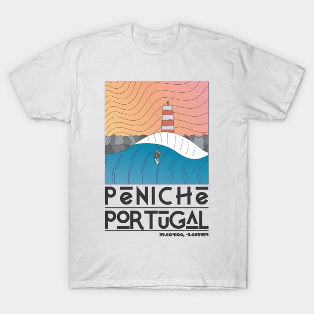 Peniche Portugal Retro Travel T-Shirt by JDP Designs